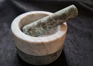 Modern Mortar and Pestle Granite Stone and Marble 5" - Picture 1 of 16