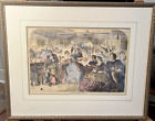 Winslow Homer Fall Games -The Apple-Bee Framed Colored Wood Engraving 21 x 17