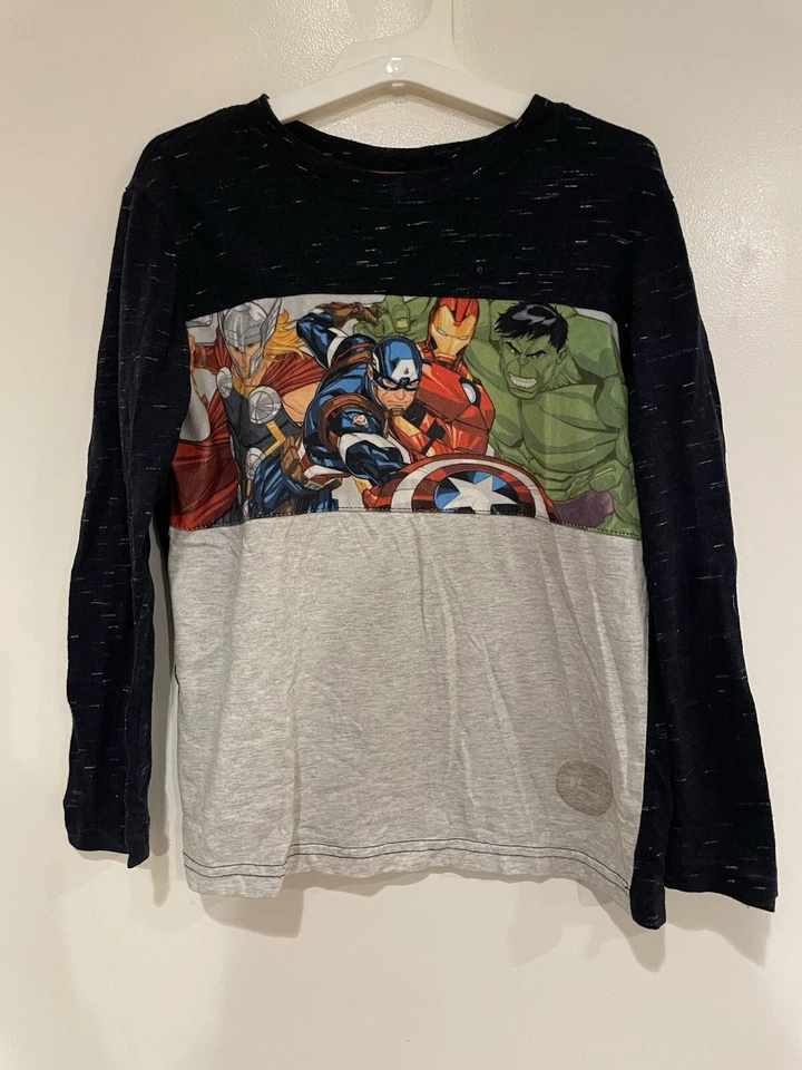 Marvel Avengers Kid Boys Velour Front Piece Superheros Long Sleeve Shirt Multi S - Image 1 of 4