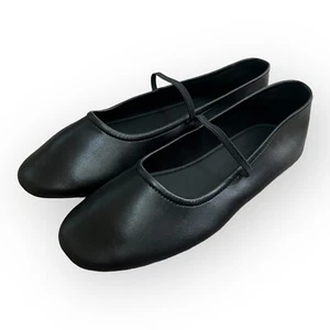 Flache Damen-Ballerinas Riemen schwarz Größe 7 Komfort Reiseschuhe NEU - Bild 1 von 5