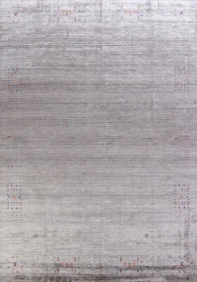 Grey Gabbeh Area Rug Hand-knotted Wool Rug 9x12 ft - Image 1 of 4