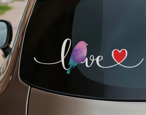 Love Macaw Bird Parrot Sticker Decal Heart Car Laptop Outdoor - Picture 1 of 3