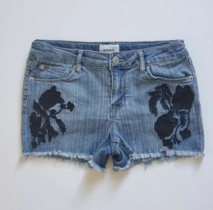 HUDSON Girls Embroidered Frayed Raw Hem Medium Wash Denim Shorts ~ Size 14 - Picture 1 of 4