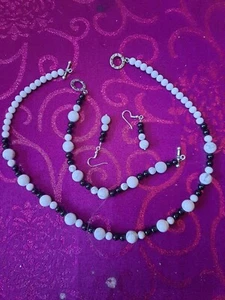 Gemstone necklace, white turquoise necklace bracelet + earrings - Picture 1 of 1