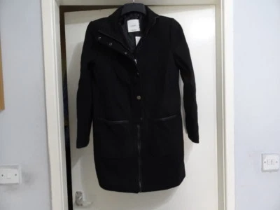 Mango Suit Structured Verieta Zip Up Wool/Leather Coat Size UK S RRP-£109.99 - Image 1 of 4