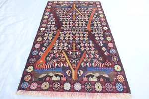 3x5 ft Vintage Area Rug- Afghan Handmade Rug- Tribal Rug- Multi Color Wool Rugs - Picture 1 of 15