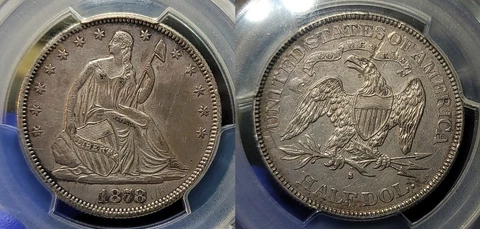 1878 S Seated Liberty Half Dollar 50c PCGS Damage AU Details SCARCE!! Cover
