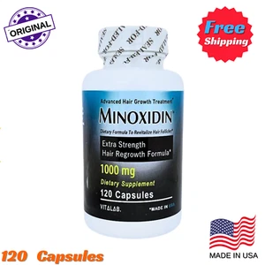 Minoxidine 1000mg Erweiterte Unterstützung Haarwachstum Extra Stark 120 Kapseln Kostenloser Versand - Bild 1 von 8