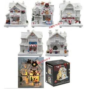 BELEUCHTETES WEIHNACHTSDORF Weihnachtsgeschäft Szene Innendekoration 5 DESIGNS - Bild 1 von 11