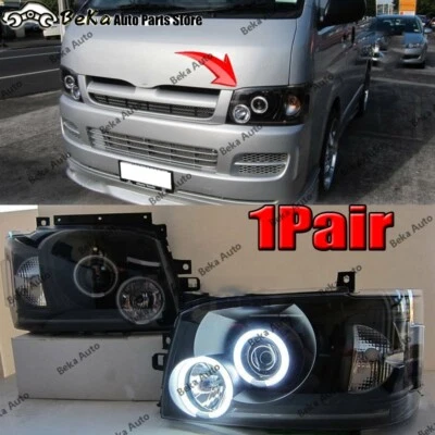 1 par de faros proyectores negros CCFL Angel Eyes para furgoneta Toyota Hiace 2004-2010 Foto 1 de 2