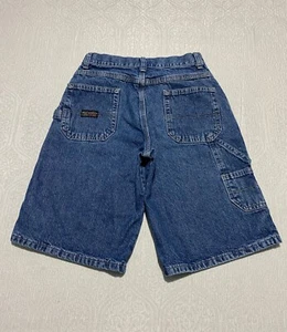 Vintage Wrangler Utility Carpenter Cargo Shorts Boys Size 14 Blue Denim - Picture 1 of 9