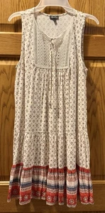 Vestido Lily Rose Sin Mangas Rayón En Niveles Geométrico Boho Cottage Verano Talla M En muy buen estado - Imagen 1 de 9