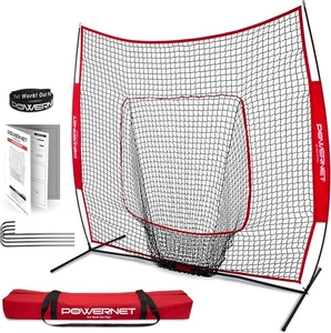 PowerNet Baseball Softball Practice Net 7x7 with Accessories for Red - Picture 1 of 6