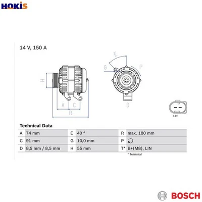 ALTERNATOR 0 986 080 810 FOR FORD VOLVO V50 C30 C70/II/Convertible S40 2.5L - Image 1 of 4