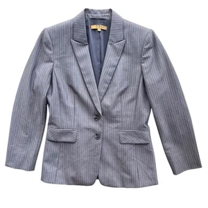 Alex Marie Womens 8 Gray Wt Pinstripe 2 Button Peak Collar Lined Blazer 99ALM292 - Picture 1 of 18
