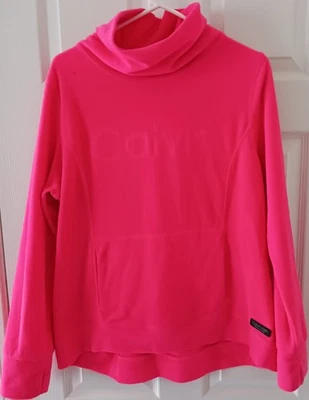 Calvin Klein Performance Neon Pink Loose Turtleneck With Kangaroo Pocket Top L - Image 1 of 4