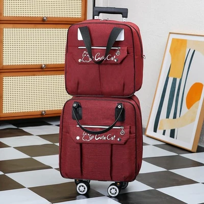 2-in-1 Trolley Backpack Waterproof Oxford Bag with Detachable Pull Rod & Wheels - Image 1 of 4
