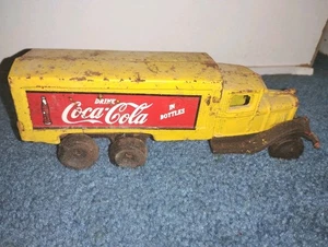 Camion Consegna Coca-Cola Ghisa Giallo Vintage Bevanda Originale Coca-Cola 8” Z8 - Foto 1 di 5