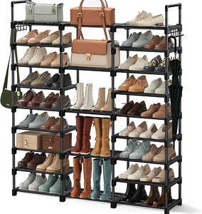 Shoe Rack Storage Shelf Stand Cabinet, 9 Tier Shoe Organizer for Closet Entryway - Picture 1 of 7