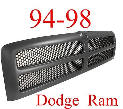 Fits 94 98 01 DODGE RAM Truck BLACK GRILL NEW, 1500, 2500, 3500, CH1200188 - Image 1 of 4