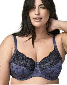 Wonderbra Damen Plus Full Support Bügel BH anthrazit mit schwarzer Spitze 40D - Bild 1 von 9