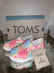 Toms Tiny Alpargata Shoes Child’s 9 Mallow Molded Firecracker Tie Dye EVA Beach - Picture 1 of 9