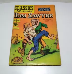 Classics Illustrated #50 (1948) fumetto Tom Sawyer età dell'oro - Foto 1 di 3