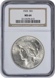 1925 Peace Silver Dollar MS64 NGC - Picture 1 of 2
