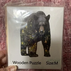 Bear Wooden Jigsaw Animal Puzzle With Unique Shape Pieces 8.27”x11.69” - Picture 1 of 4