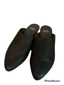 Zoccolo Eileen Fisher Blog Mule Slide donna taglia 6,5 nero a punta pelle - Foto 1 di 5