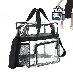 Clear PVC Tote Bag Large Transparent Zip Handbag For Sport Shopping