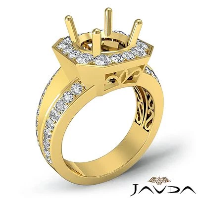 Halo Pave Set Round Semi Mount Diamond Engagement Ring 14k Yellow Gold 0.66Ctw - Image 1 of 4
