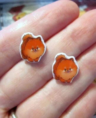 Pendientes Pomerania Pom Perro - Acrílico y Resina - Hipoalergénicos Foto 1 de 4