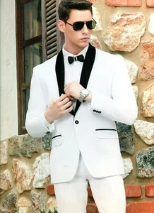 Herren weiß neueste Blazer zwei Knöpfe Designer Stück Anzug Mantel Jacke - Bild 1 von 3
