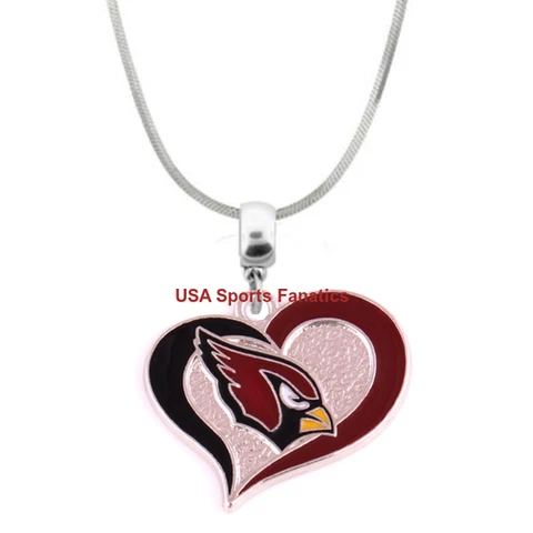 NFL - Arizona Cardinals Heart Swirl Logo Pendant Necklace On A 925 Snake Chain Cover