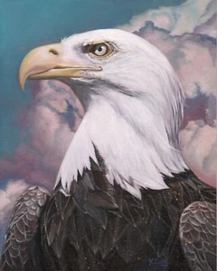 Giclee fine art print of oil painting bald eagle, bird 8"×10" - Picture 1 of 2