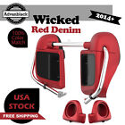 Wicked Red Denim Lower Vented Fairing 6.5'' Speaker Pod Fits Harley Touring 14+