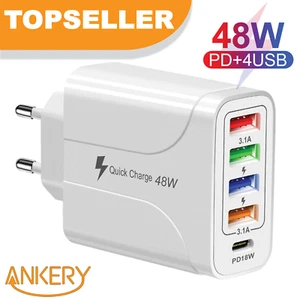 5-fach Schnellladegerät 40W Netzteil 4x USB-C + 1x USB Charger Mehrfach Stecker - Bild 1 von 8