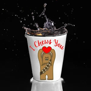 Vaso de chupito de San Valentín I Chews You divertido Chewbacca vaso de chupito de San Valentín regalo - Imagen 1 de 10