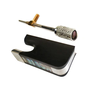 4/4 Cello Bow Ebony Frog Blank without Eyes Inlaid Silver Fitting Frog Button - Picture 1 of 3