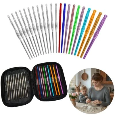 MARKENLOS 23 tlg. Set Häkelnadeln im Etui Häkelset 0,6 - 6mm Häkeln Handarbeit