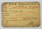 Rare Antique Erie Railroad Pass C1916 Ephemera W/ Misspelled "Employee"
