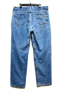 Pantalones de mezclilla Carhartt de colección para hombre 40x33 azul forrados de franela rectos hechos en EE. UU. ropa de trabajo - Imagen 1 de 16