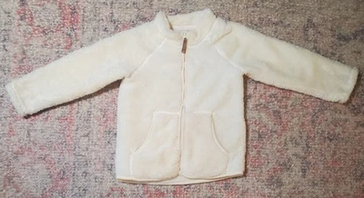 Chaqueta H&M Niño Niña 3T Crema/Marfil Polar Imitación Piel Abrigo Cremallera Completa-GUC Foto 1 de 4