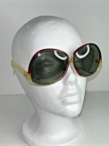 Vintage Hippie 70’s Translucent Red/Yellow Oversized Butterfly Sunglasses France - Picture 1 of 19