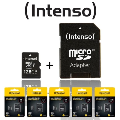 Intenso Micro SD Speicherkarte 16GB 32GB 64GB 128GB 256GB 90MB/s SD Adapter - Bild 1 von 2