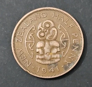1941 New Zealand 1/2 penny coin (KM.#12) - Picture 1 of 2