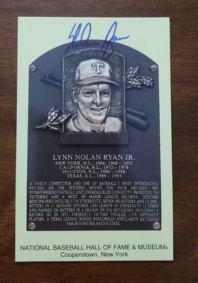 JSA NOLAN RYAN SIGNED AUTO GOLD HOF PLAQUE POSTCARD NY METS TEXAS RANGERS ANGELS - Image 1 of 2