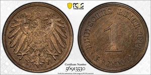 1914-J Deutschland Pfennig PCGS PR65 RB - Bild 1 von 1