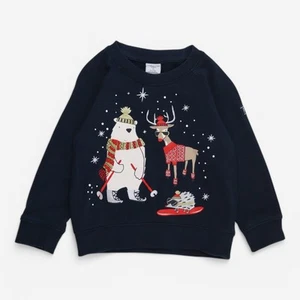 Polarn O. Pyret, Sweater Navy Polar Bear Reindeer, 2-3 Years F528ED0C954D/1 - Picture 1 of 5